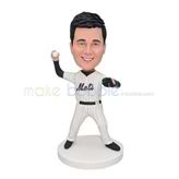 Personalized white stripe jersey bobblehead 