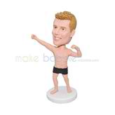 Funny young man bobblehead without shirt