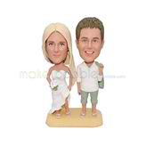 Personalized special beach wedding bobblehead 