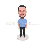 Personalized blue shirt bobblehead