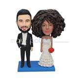 Personalized funny curly hair wedding bobblehead 