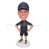 Personalized dark grey hat bobblehead 