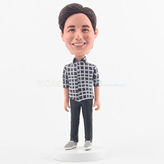 Personalized handsome bobleheads with plaid shirt