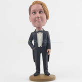 Personalized handsome bobblehead in Black tuxedo