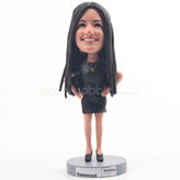 Beautiful woman bobblehead with long black hair