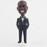 Businessman personalized bobblehead in black suit