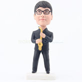 Custom musician bobblehead dolls with black glasses in suit