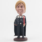 Funny cosplay bobblehead in black cape