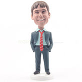 Friendly business partner bobblehead in big smile