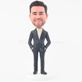 Personalized gift for husband bobblehead with hands on the pocket