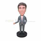 Modern design bobble head grey suit man