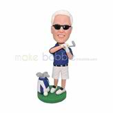 Fashion style golf player bobblehead with black glass