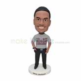 Grey shirt bobble head doll 