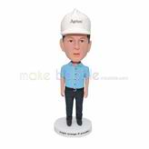 Custom blue shirt bobble head doll