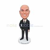 Personalized black suit bobblehead 