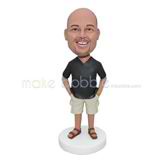 Custom black clothes bobble head doll