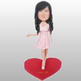 Pink dress girl bobbleheads