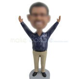 Personalized cusotm blue shirt bobbleheads