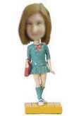 Casual female bobble head doll with Blue suit