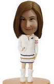 Casual female bobblehead with White sweat-shirt