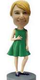 Little Girl bobble head with green skirt