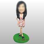 Casual lady bobble head doll