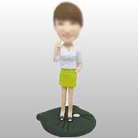 Casual lady bobble head doll