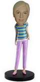 Female bobble head doll  with striped T-shirt