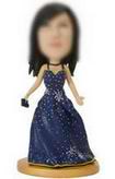 Party woman bobble head doll with Purple dress