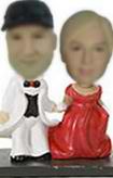 Wedding bobblehead  - a white tuxedo and red wedding dress