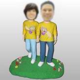 Couple walk On The Grassplot bobble head doll