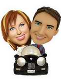 Personalize Couple bobblehead in black car