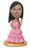 Pink evening dress - female bobble head doll