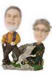 Lovers bobble head doll with  rockery and Pets