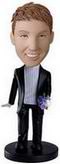 Male bobble head doll - holding flowers