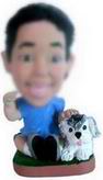 Boy and Dog bobble head doll