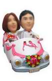 Wedding bobblehead with white wedding car