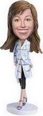 Female bobble head with white coat