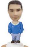 Casual male bobblehead doll  in Blue sweater