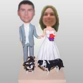 Double wedding and dogs bobbleheads doll