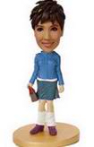 Female bobble head doll with a gift