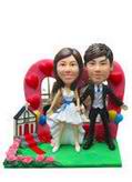 Wedding bobblehead with  romantic background