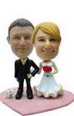 Wedding bobblehead with red roses