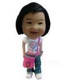 Little Girl bobblehead with Shoulder Bag