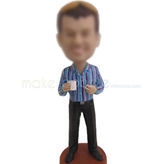 Man bobble head doll with blue shirt