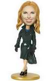 Female bobble head doll with Fashion dark green suit