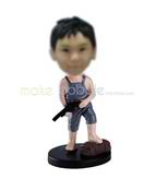 Personalized custom boy bobbleheads with gun