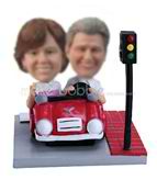 Personalized custom couple bobbleheads with car