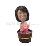 Personalized custom female in the bath bobbleheads