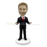 Personalized custom man in black suit bobbleheads